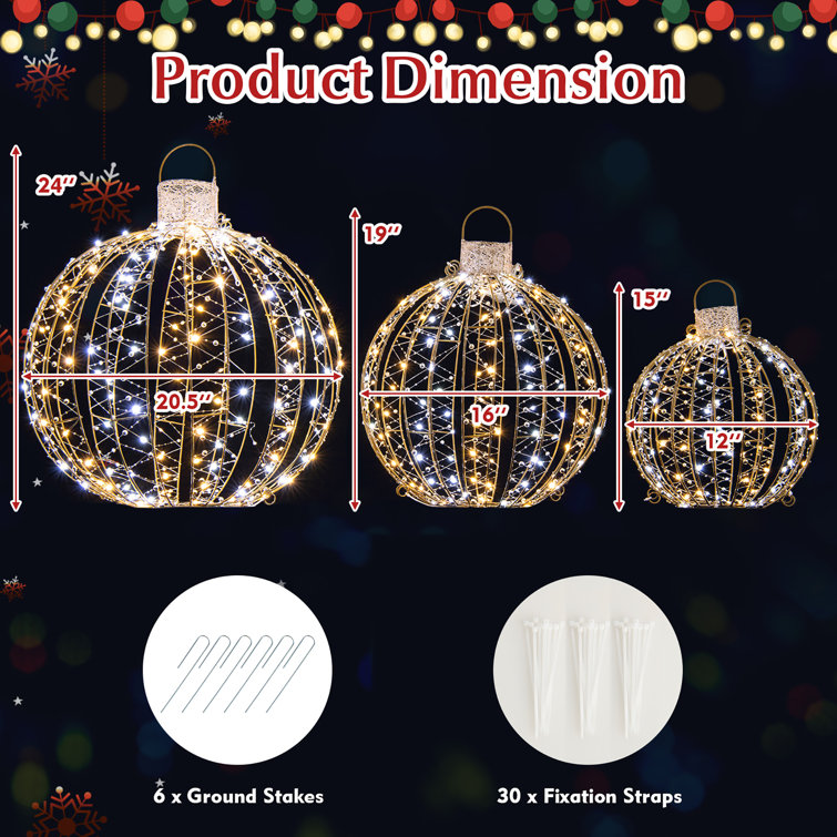 The Holiday Aisle® 3 Piece Christmas Globe Light Hanging Tree